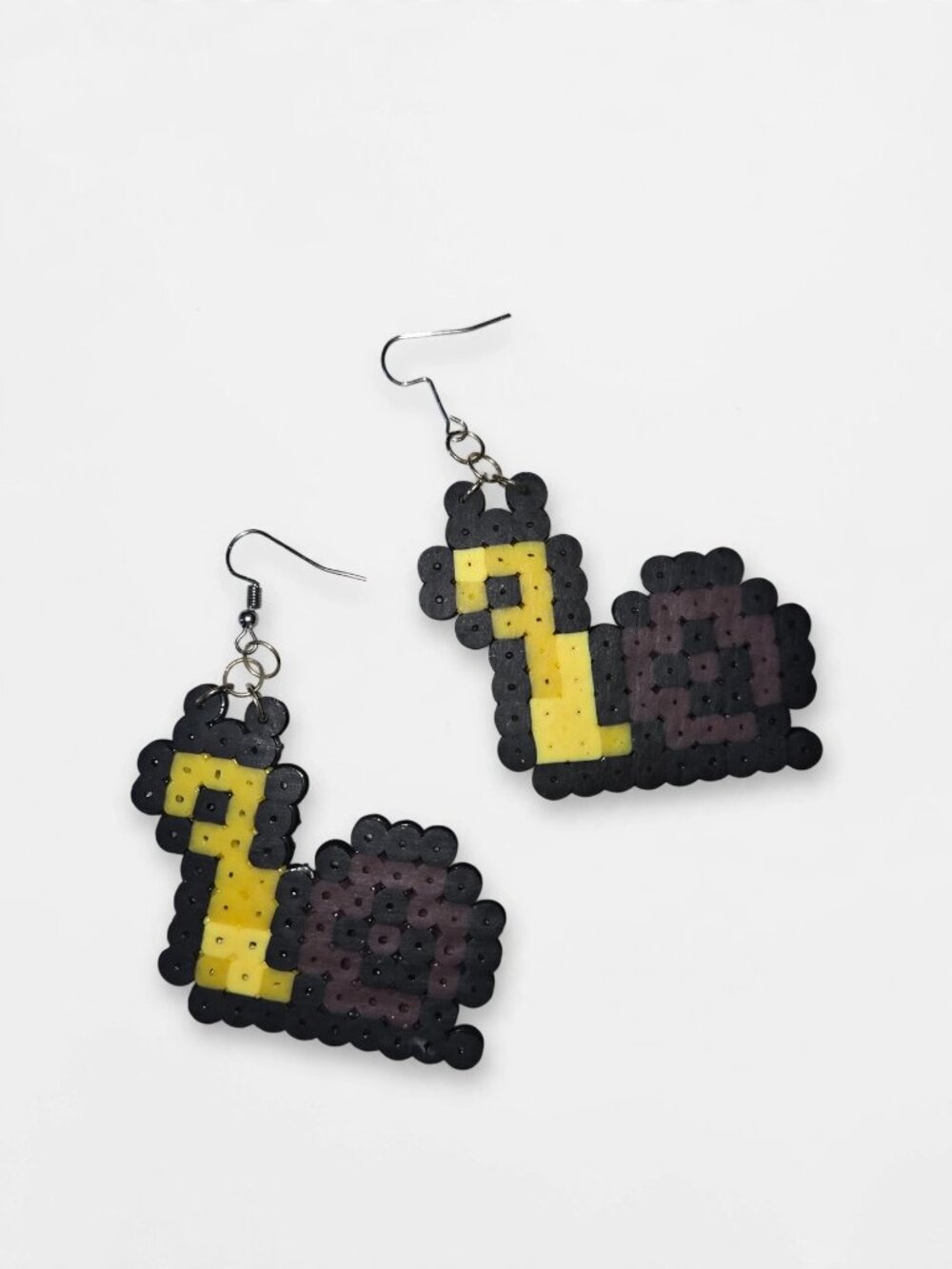 Handmade Snail Perler Bead Dangle Earrings